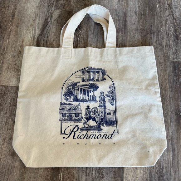 Like new Richmond Virginia Landmarks Canvas Tote Bag - Cream - Picture 1 of 9